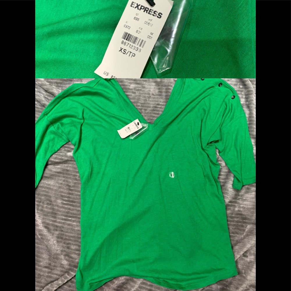 Green off the shoulder from express